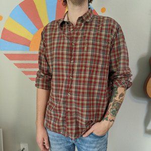 Mens Large Columbia Flannel Burgundy Shirt